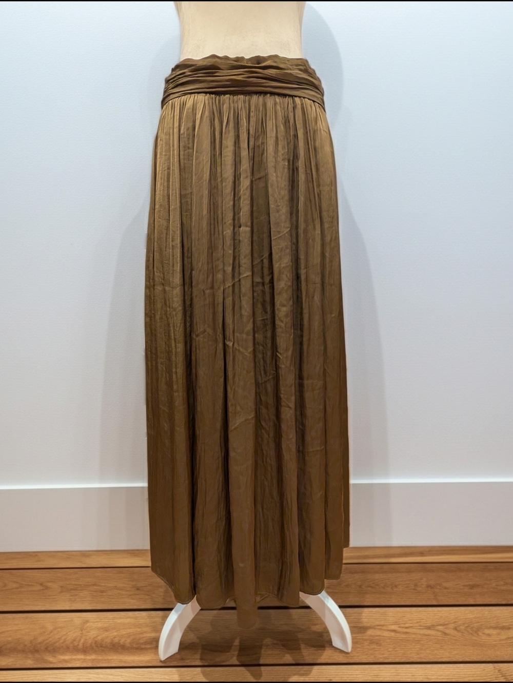 Women’s Vintage Green-Gold Full Maxi Skirt